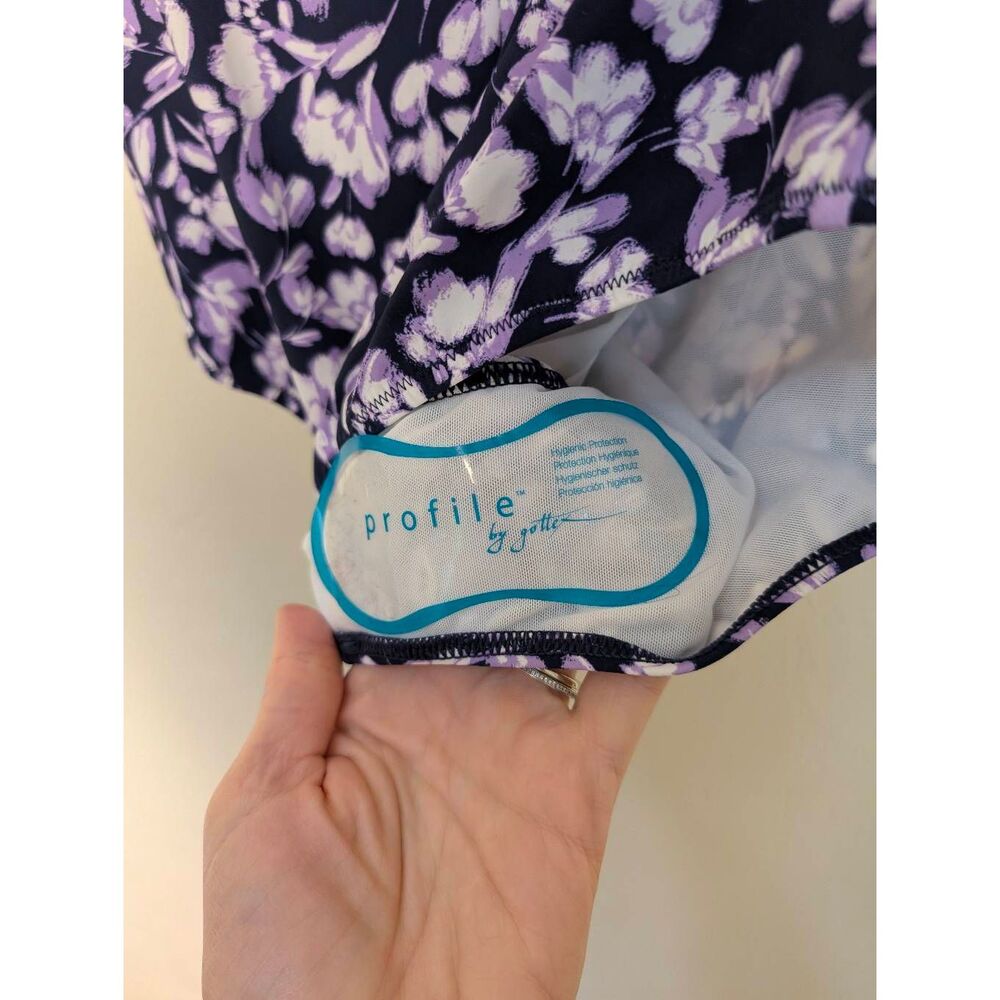 Gottex one-piece women's swimsuit navy purple floral size 14 new with tags! - Picture 8 of 8
